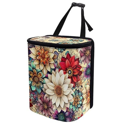 BIGCARJOB Hippie Lotus Car Trash Can Bin for Car Back Seat Leak Proof Car Trash Bag Hanging,Vehicle Trash Can for SUV Truck Van,Car Garbage Cans for Front Seat