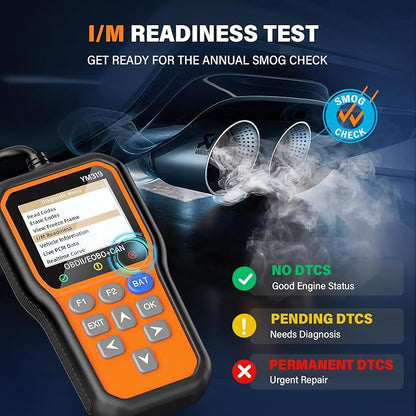 BluSon YM319 OBD2 Scanner Diagnostic Tool with Battery Tester, Check Engine Fault Code Reader with Live Data, Cloud Printing, DTC Lookup, Freeze Frame, Scan Tool for All OBDII Protocol Cars Since 1996