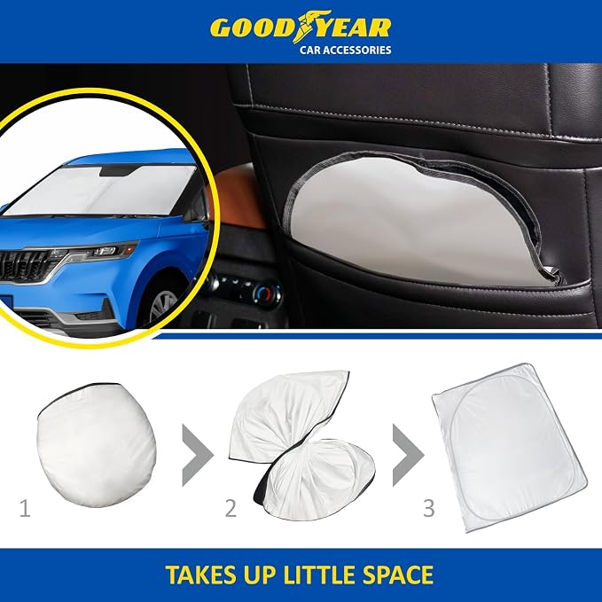 Goodyear Foldable Windshield Sunshade for Kia Carnival 2022-2026, SUV car Accessories, Sunshade Cover, Sun Shade Car Windshield, Window Sun Blocker - GY008372