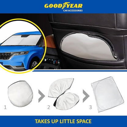 Goodyear Foldable Windshield Sunshade for Kia Carnival 2022-2026, SUV car Accessories, Sunshade Cover, Sun Shade Car Windshield, Window Sun Blocker - GY008372
