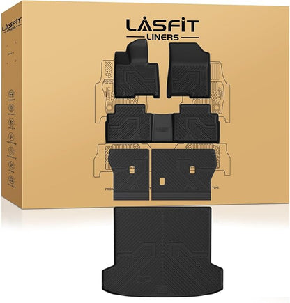 LASFIT Floor Mats & Cargo Mat with Seatback for Hyundai Tucson PHEV 2026 2025 2024 2023 2022, All Weather TPE Floor Liners Custom Fit Tucson 2022-2026, 1st & 2nd Row & Trunk Mat with Backrest