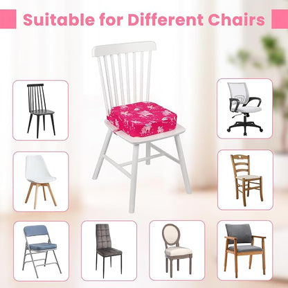 Toddler Booster Seat for Dining Table, 4" Kids Booster Seat for Kitchen Chair with Non-Slip Bottom, Portable Detachable Washable Increasing Cushion with 2 Adjustable Straps (Unicorn)