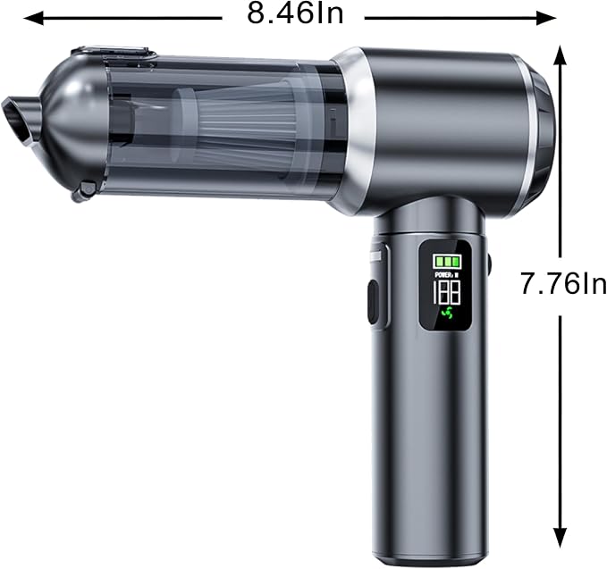 Handheld Car Vacuum Cordless with Air Duster, 30-Min Runtime 20000Pa Suction, Portable Rechargeable Small Handheld Vacuum for Car Detailing Interior Cleaning Pet Hair,Silver&Gray