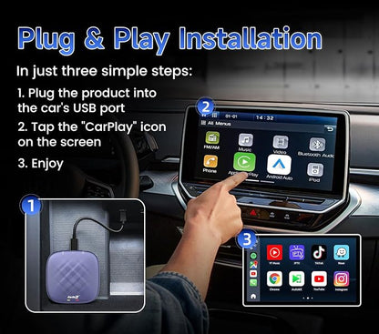 Carlinkit Tbox Plus Android 13.0 CarPlay Box for Wired CarPlay Ai Box Adapter, 8GB+128GB,8-Core,for Netflix,for YouTube,for Hulu,Online Upgrade