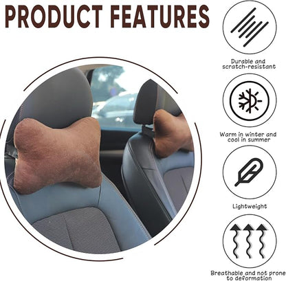 Car Headrest Pillow, Soft & Comfortable Memory Foam Car Neck Pillow for Driving Fatigue Relieve, Universal Cars Head Rest Pillows with Adjustable Strap, Car Interlor Accessorles (Brown)