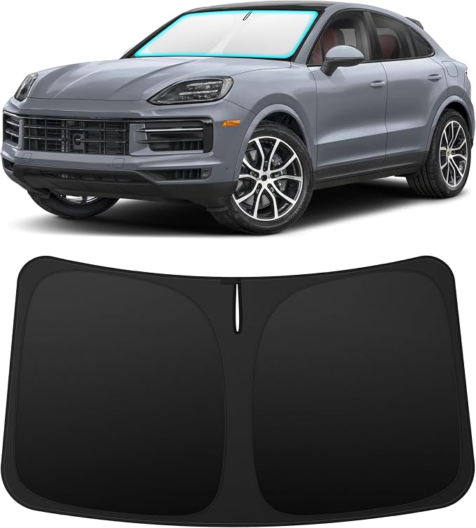 INSAUTO Custom Fit Windshield Sun Shade Accessories for Porsche Cayenne 2019–2026, Foldable Front Window Sunshade, UV & Heat Reflector, Keeps Interior Cool, Includes Storage Bag