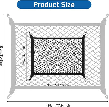 Cargo Net 60×40cm, Car Trunk Net Elastic Nylon Baggage, Car Trunk Net with 4 Hooks, Storage Organizer Car Net for Car Boot Vehicle Van SUV(Black)