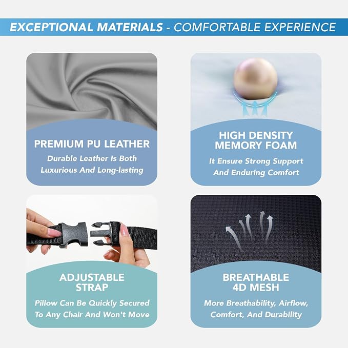 Lofty Aim Lumbar Support Pillow for Car, Memory Foam Lumbar Pillow for Lower Back Pain Relief - Back Cushion for Driving, Chair Support for Car-Office Chair, Wheelchair - Dark Grey