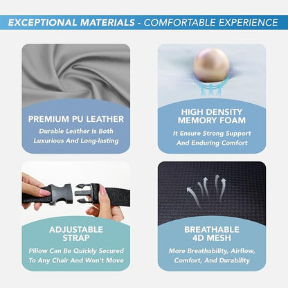Lofty Aim Lumbar Support Pillow for Car, Memory Foam Lumbar Pillow for Lower Back Pain Relief - Back Cushion for Driving, Chair Support for Car-Office Chair, Wheelchair - Dark Grey