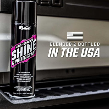 Slick Products Shine & Protectant Spray 17.35 FL OZ. - High Gloss Clear Coating Renew Vinyl, Plastic, Rubber, Trim, Tire, Car, Truck, Motorcycle, Dirt Bike (6-Pack)