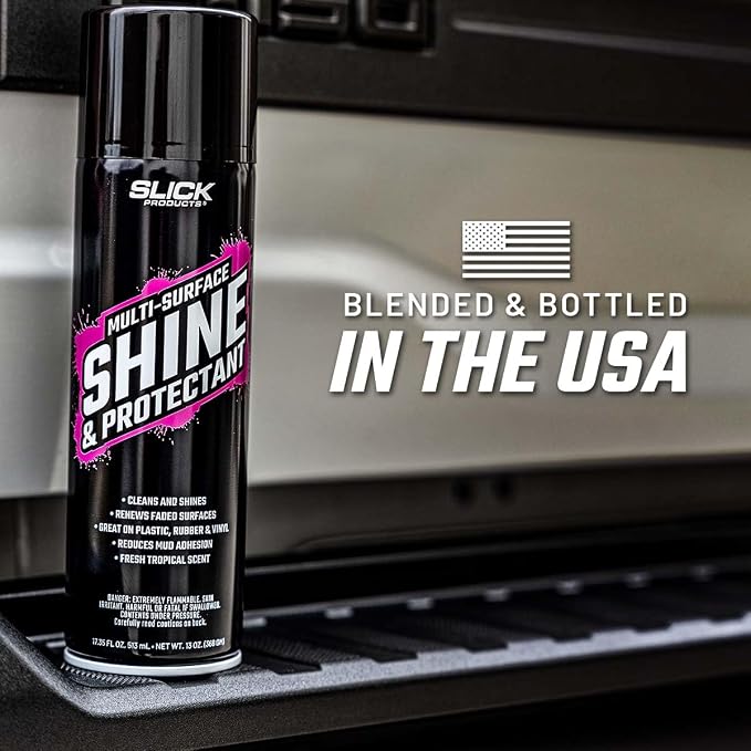 Slick Products Shine & Protectant Spray 17.35 FL OZ. - High Gloss Clear Coating Renew Vinyl, Plastic, Rubber, Trim, Tire, Car, Truck, Motorcycle, Dirt Bike (5-Pack)
