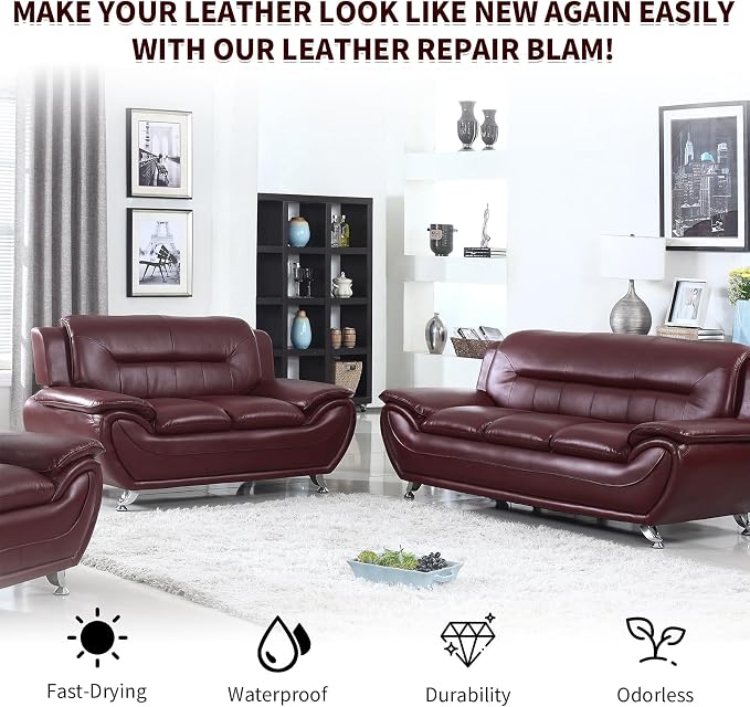 Maroon Leather Recoloring Balm with 100ml Mink Oil,Leather Couch Scratch Remover,Leather Repair kit for Vinyl Furniture and Car Interior,Leather Dye Paint,Mink Oil for Leather