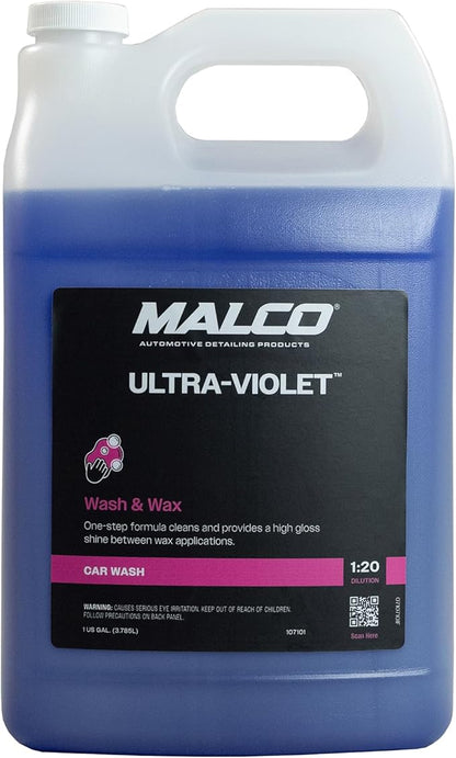 Malco Ultra Violet Premium Wash'n Wax – Best 2-In-1 Car Wash and Wax/Cleans and Provides A Durable, High-Gloss Shine in One Fast and Easy Step / 1 Gallon (107101)