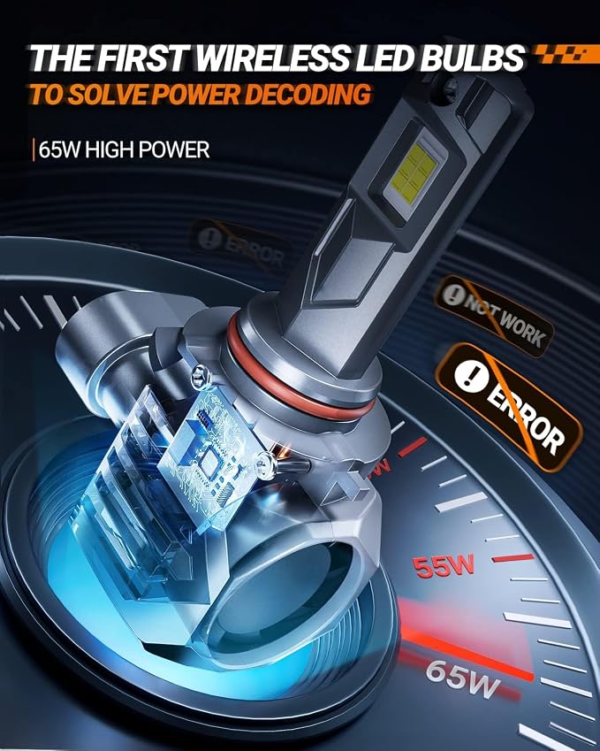 SEALIGHT 𝟗𝟎𝟎𝟓 𝐇𝐞𝐚𝐝𝐥𝐢𝐠𝐡𝐭 𝐁𝐮𝐥𝐛𝐬 Brightest Bulbs 60000Hrs Lifespan for ATVs & Powersports Wireless with Cooling Fan, Diamond White 60000LM Output, 1:1 Size Plug-N-Play, Pack of 2