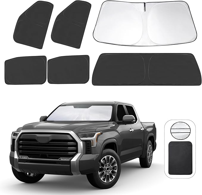 TINGLU Window Shades for Toyota Tundra 2022-2025 2026 Accessories Car Side Full Windows Rear Triangular Windshield Sun Shade Sun UV Rays & Privacy Protection for Camping,Napping,and Relaxing 6PCS