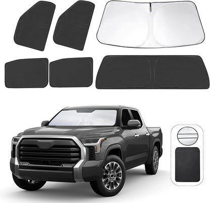 TINGLU Window Shades for Toyota Tundra 2022-2025 2026 Accessories Car Side Full Windows Rear Triangular Windshield Sun Shade Sun UV Rays & Privacy Protection for Camping,Napping,and Relaxing 6PCS