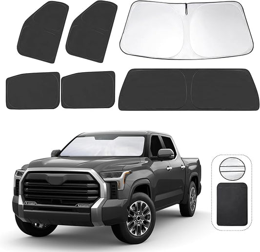 TINGLU Window Shades for Toyota Tundra 2022-2025 2026 Accessories Car Side Full Windows Rear Triangular Windshield Sun Shade Sun UV Rays & Privacy Protection for Camping,Napping,and Relaxing 6PCS