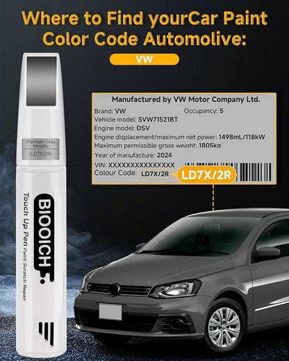Touch Up Paint Pen Exact Color Match Car Chip and Scratch Repair (for vw, Platinum Gray Metallic(LD7X/2R))