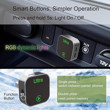 2-in-1 Wireless CarPlay Adapter, 2026 New, Wired to Wireless CarPlay & Android Auto, Mini Compact USB-A/Type-C Design, Plug and Play