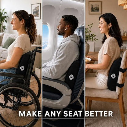 Samsonite Lumbar Support Pillow for Office Chair, Lower Back Support for Car, Back Pillow Desk Chair Cushion with Memory Foam, Improved Posture Backrest