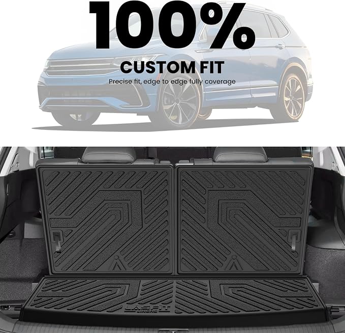 LASFIT Cargo Mat & Seatback Mat for Volkswagen Tiguan 2018-2024(Fit 7 Seats), Custom Fit All-Weather TPE Rubber Backrest & Trunk Mats for VW Tiguan Accessories, Waterproof, Easy to Clean, Black