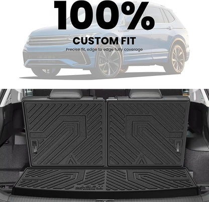 LASFIT Cargo Mat & Seatback Mat for Volkswagen Tiguan 2018-2024(Fit 7 Seats), Custom Fit All-Weather TPE Rubber Backrest & Trunk Mats for VW Tiguan Accessories, Waterproof, Easy to Clean, Black