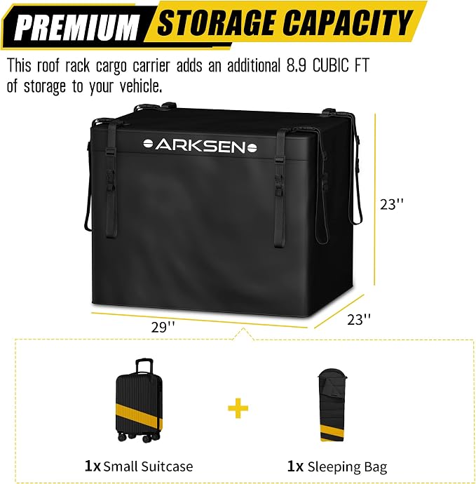 Arksen 8.9 Cu Ft Waterproof Hitch Cargo Carrier Bag – Fits 32 x 26 x 4 Inch Baskets (No Rack Needed), Large Storage for RV