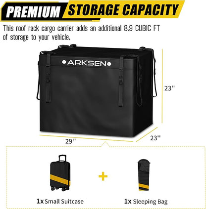 Arksen 8.9 Cu Ft Waterproof Hitch Cargo Carrier Bag – Fits 32 x 26 x 4 Inch Baskets (No Rack Needed), Large Storage for RV