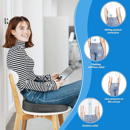 CushZone Seat Cushion, Office Chair Cushions, Car Seat Cushion, Non-Slip Sciatica & Back Coccyx Tailbone Pain Relief Chair Pad, Memory Foam Butt Pillow for Computer Desk, Wheelchair, Driving (Grey)