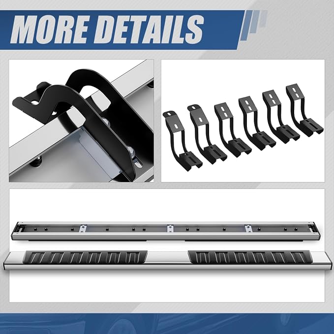 Auto Dynasty Running Boards Compatible with 2007-2021 Toyota Tundra Double Extended Cab, Stainless Steel Side Step Rail Nerf Bars, 6.75" Step Bars, Chrome