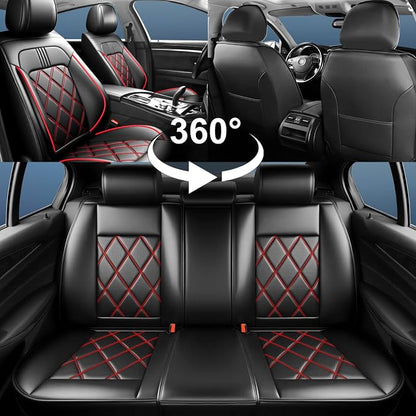 Traverse Seat Covers Fit for Chevrolet/Chevy Traverse 2018-2026, Full Coverage Leather Waterproof Breathable Seat Covers, Automotive Seat Protectors, Airbag Compatible, 2 Front Seats, Red Black