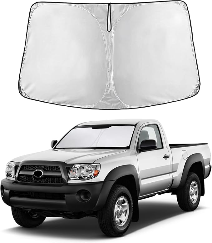 EcoNour Windshield Sunshade Compatible for Toyota Tacoma 2005-2013 2014 2015 SR, SR5, TRD (Sport, Off-Road, Limited, TRD Pro) Sun Visor for Front Window Sun Shade Cover, UV Protector, Car Accessories
