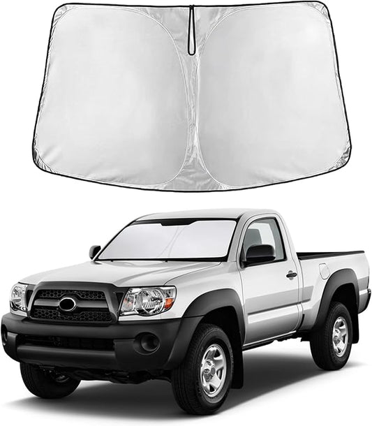 EcoNour Windshield Sunshade Compatible for Toyota Tacoma 2005-2013 2014 2015 SR, SR5, TRD (Sport, Off-Road, Limited, TRD Pro) Sun Visor for Front Window Sun Shade Cover, UV Protector, Car Accessories