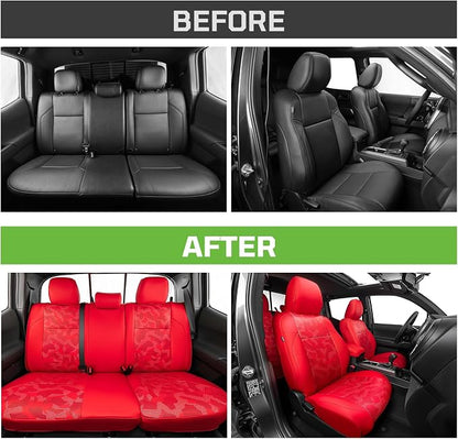 Car Seat Covers Fit for Toyota Tacoma 2016-2023,Full Coverage Faux Leather Car Seat Covers Full Set,Custom Waterproof Breathable Car Seat Protector Front Seat and Back Seat Covers for Cars(Red)