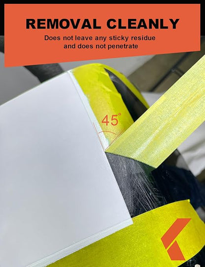 KREFINISH Professional Auto Body Painters Tape, Yellow, 1.41in x 60 yards/3 Rolls, Heat Resistant, No Residue, UV & Moisture Resistant, Ideal for Auto Body Painting, Cars, Trucks, Motorcycles