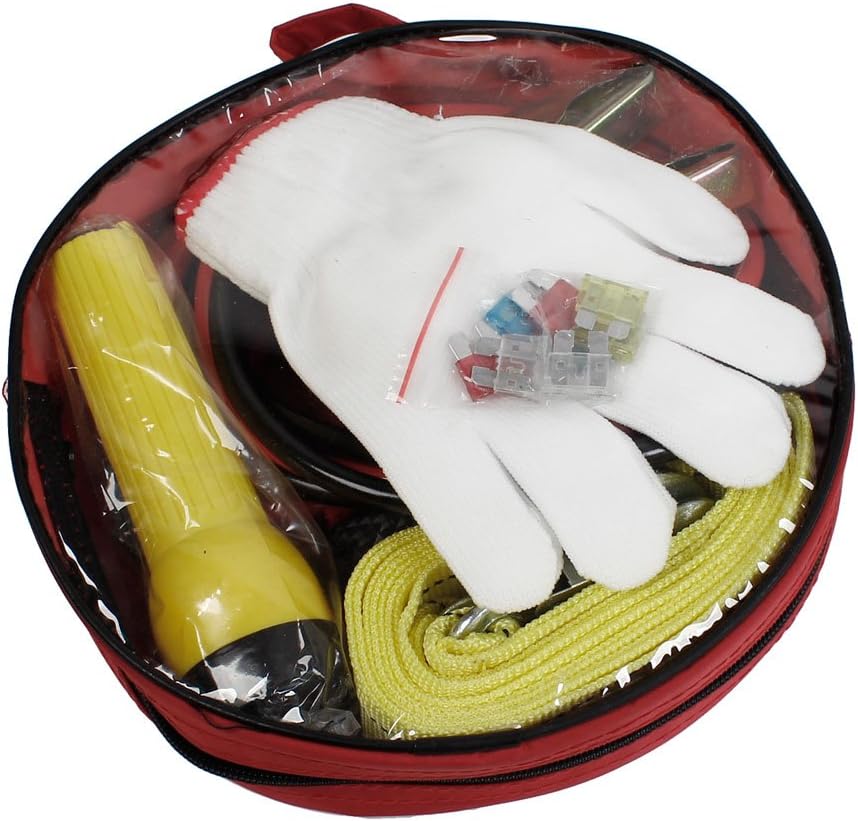 Ruilogod Auto Car Towing Belt Rope Jumper Cable Torch Glove Road Emergency Kit (id: 359 32c f3f fd4 9fc