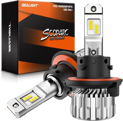 SEALIGHT H13 Bulbs, 70000LM 800% Brighter 6500K Cool White H13 Bulbs with Fan, 70000H Lifespan, IP68 Waterproof, Pack of 2