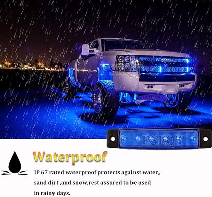 PSEQT 10 Pcs LED Rock Strip Lights Car Exterior Underglow Wheel Fender Well Lighting Kits Waterproof for Golf Cart Wrangler Offroad Truck RV UTV ATV Snowmobile (Blue)