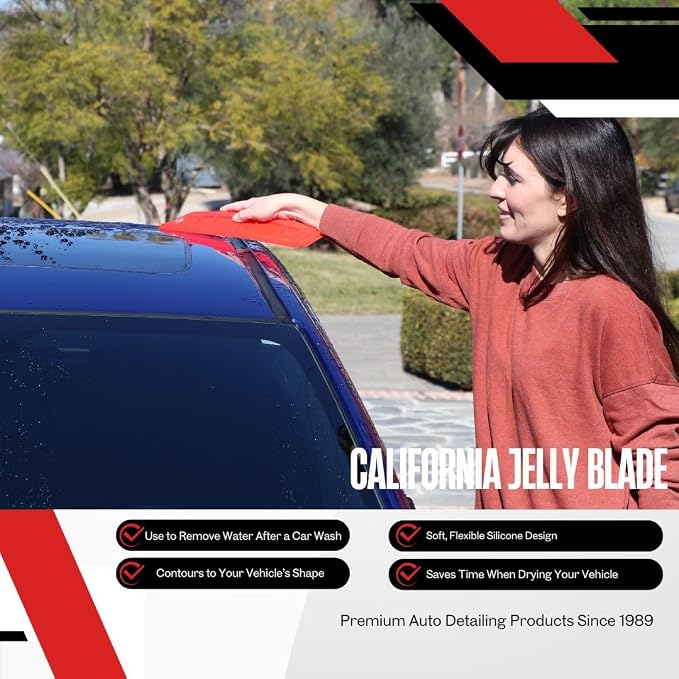 California Car Duster Jelly Blade Flexible Silicone Auto Drying Tool in Red 20083