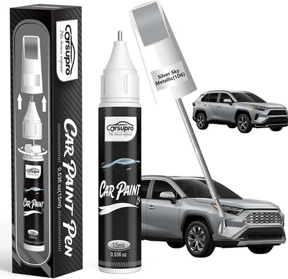 Silver Sky Metallic(1D6) for Toyota Touch Up Paint Pen, 2 in 1 Car Scratch Remover with Pen Tip and Brush, Precise Color Match for Car Paint Scratch Repair, Quickly and Easily Fix Chips and Nicks