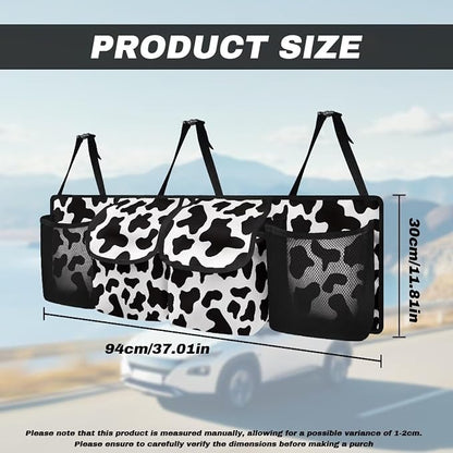 Black Cow Spots Car Trunk Organizer Sturdy Car Storage Organizer Auto Hanging Seat Back Storage for SUV,Truck,Van