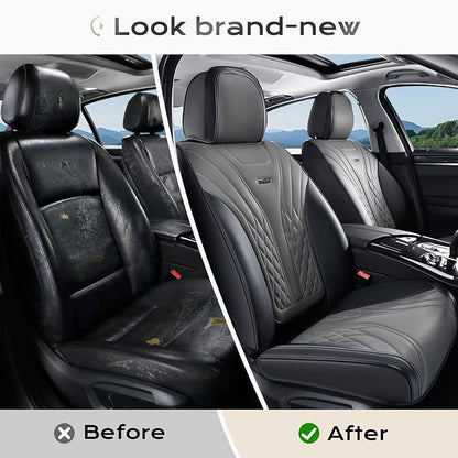 Coverado Car Seat Covers, Car Seat Covers Front Seats, 2-Pack Front Seat Cover, Nappa Leather Waterproof Seat Covers, Car Seat Protectors, Automotive Seat Covers Universal Fit for Most Vehicles