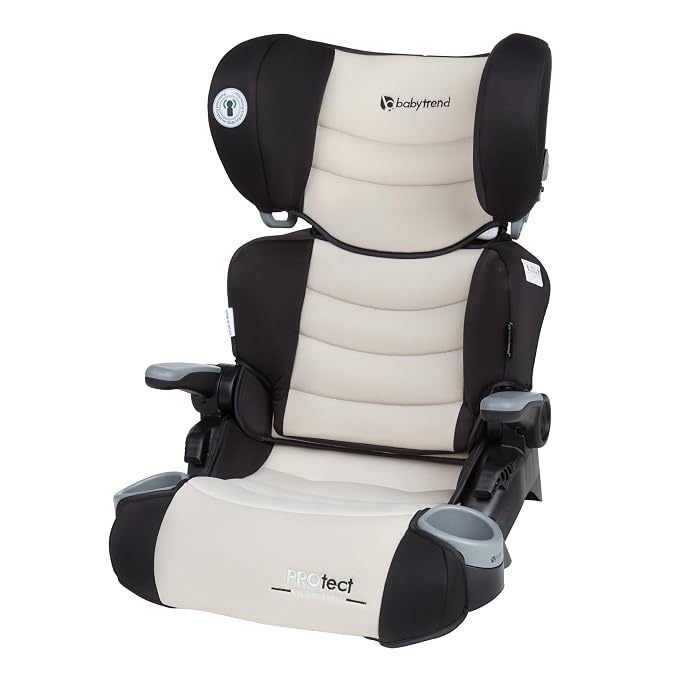 Baby Trend Protect 2-in-1 Folding Booster Seat, Dash Tan – Fold-Flat Travel-Ready Design, Lightweight Build, Belt-Positioning Comfort