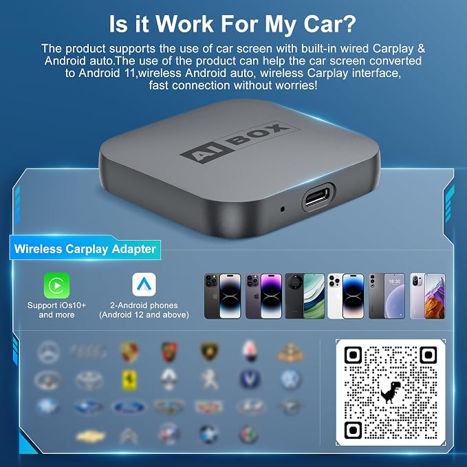 Wireless CarPlay Adapter, Car Adapter with Netflix Fast Car Video Plug & Play, Easy Setup, Supports Netflix/YouTube/TF Card Streaming Equalizers and More
