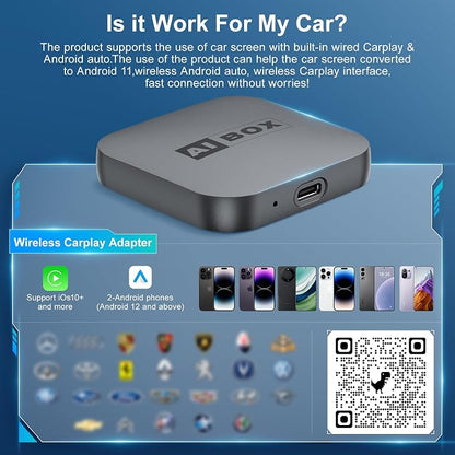 Wireless CarPlay Adapter, Car Adapter with Netflix Fast Car Video Plug & Play, Easy Setup, Supports Netflix/YouTube/TF Card Streaming Equalizers and More