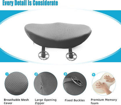 Car Seat Cushion for Driving - Comfort Memory Foam for Car Driver Seat- Back Support & Pain Relief - Car Travel Accessories for Long Trips (Gray)