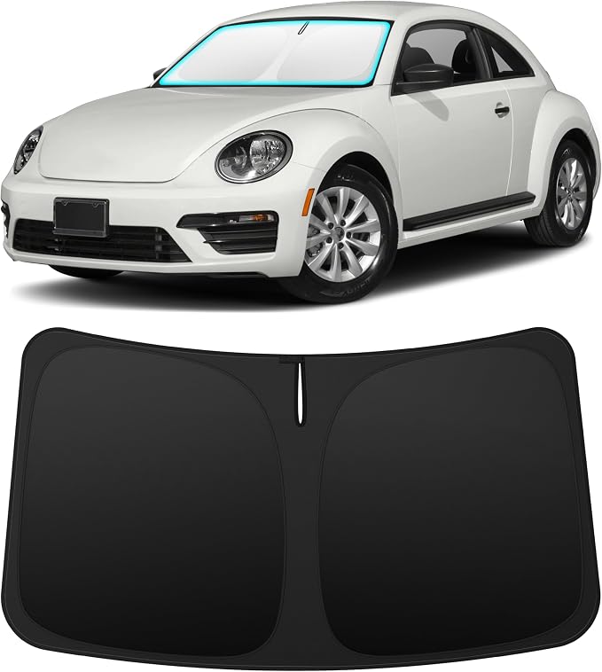 INSAUTO Custom Fit Windshield Sun Shade Accessories for Volkswagen/VW Beetle 2012-2019, Foldable Front Window Sunshade, UV & Heat Reflector, Keeps Interior Cool, Includes Storage Bag