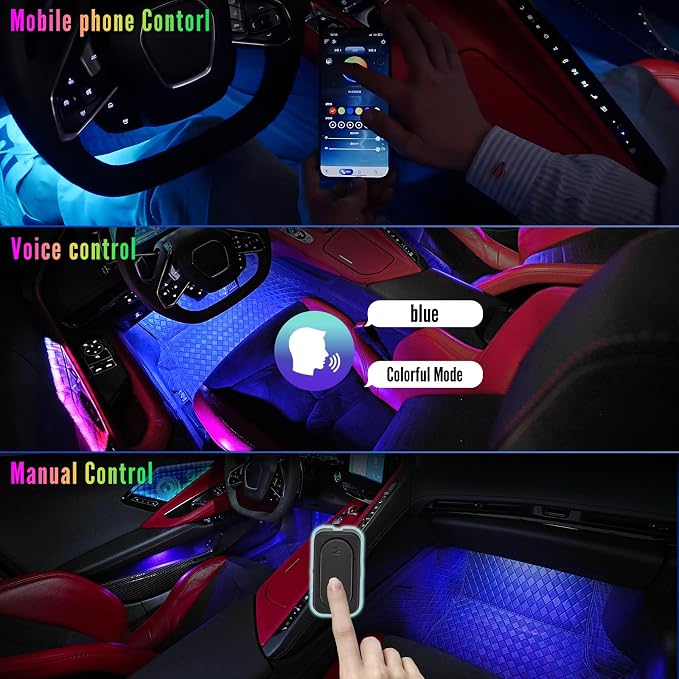 Door Speaker Relays Cover Trim w/Neon Accent Lights fit for C8 Corvette 2019-2024,LED Ambient Foot Lights,Atmosphere Door Storage Box Lamps,Voice APP Button Switching Control,RGB