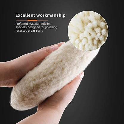 2 Pack 7" Wool Polishing Pads Buffing Pads for Compound, Cutting & Polishing, 100% Natural Wool, Thick and Aggressive (2PCS 8Inch Double Wool Buffing Pads)