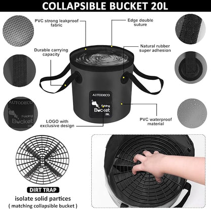 44Pcs Car Wash Detailing Kit Cleaning Kits with Foam Gun Sprayer Wash Mop with Long Handle Collapsible Bucket Large Wash Mitt Towels Complete Interior Exterior Car Washing Supply Set Black